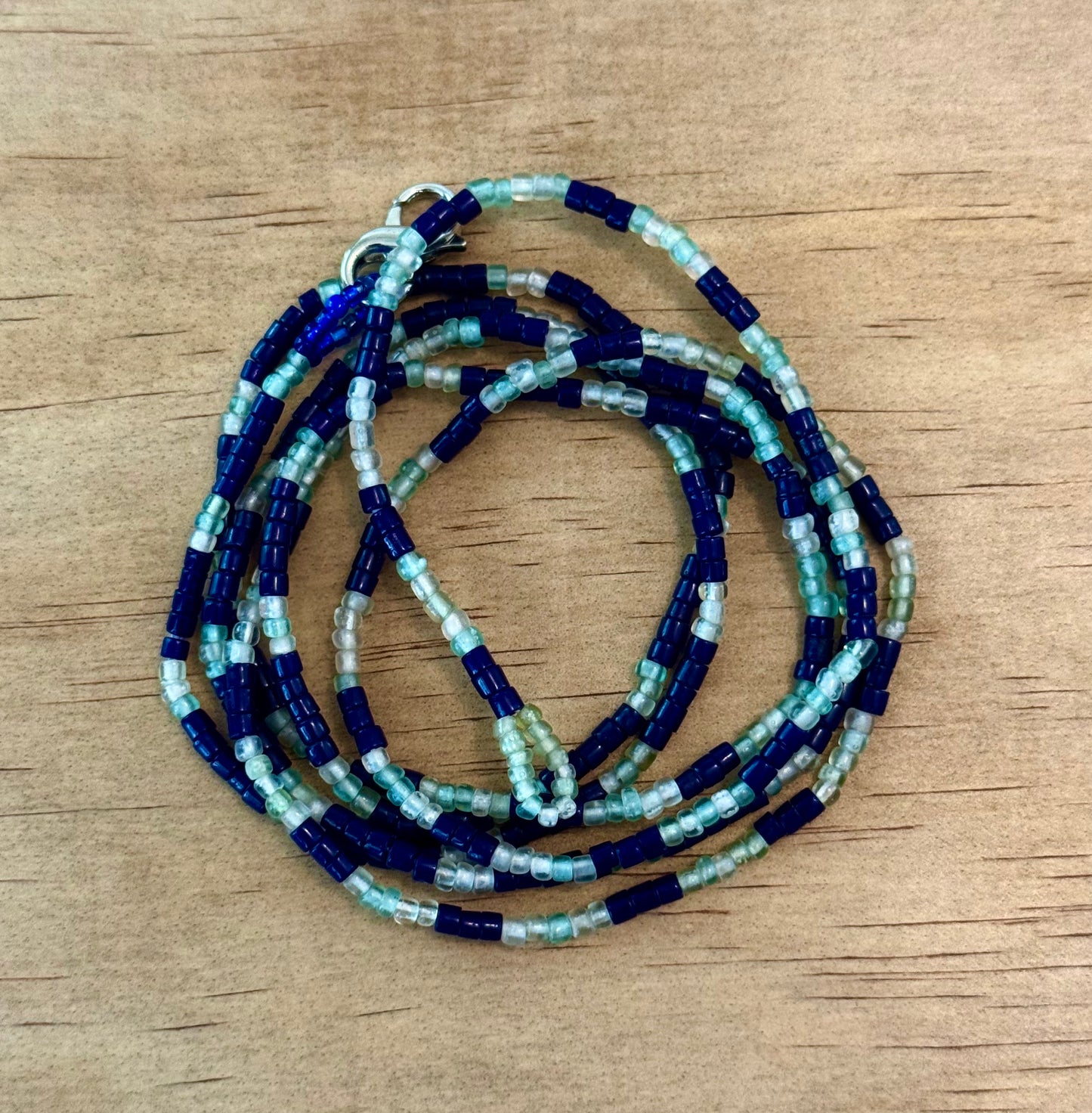 Three Five Flip Necklace in Cobalt & Seafoam