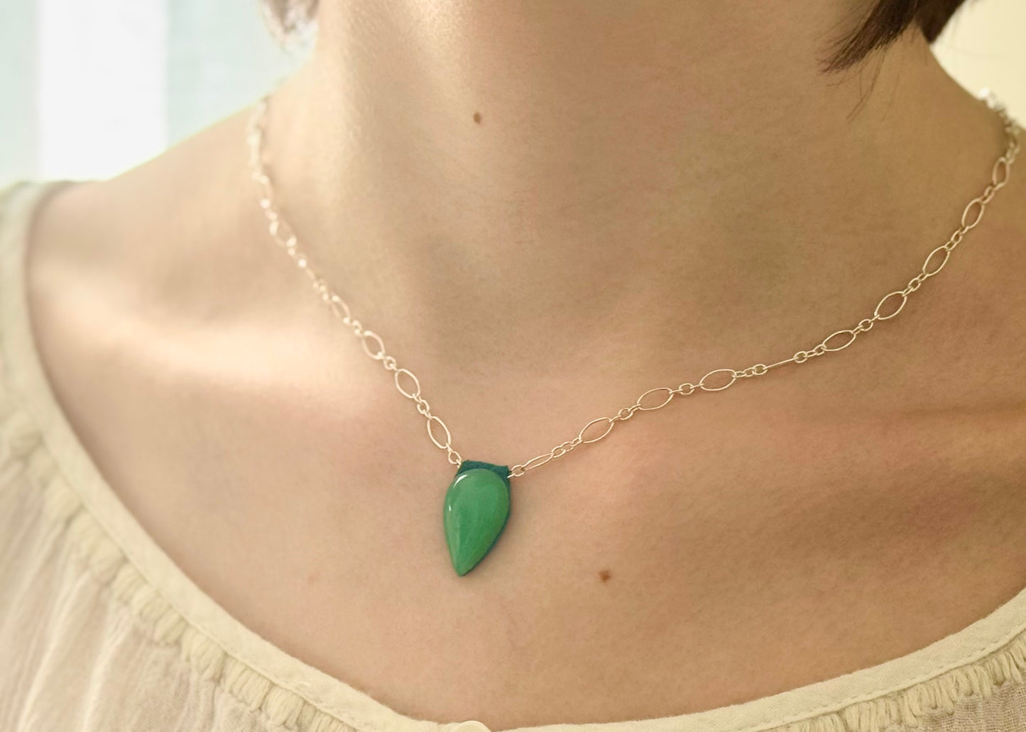 Aeris Chrysoprase Pear Necklace