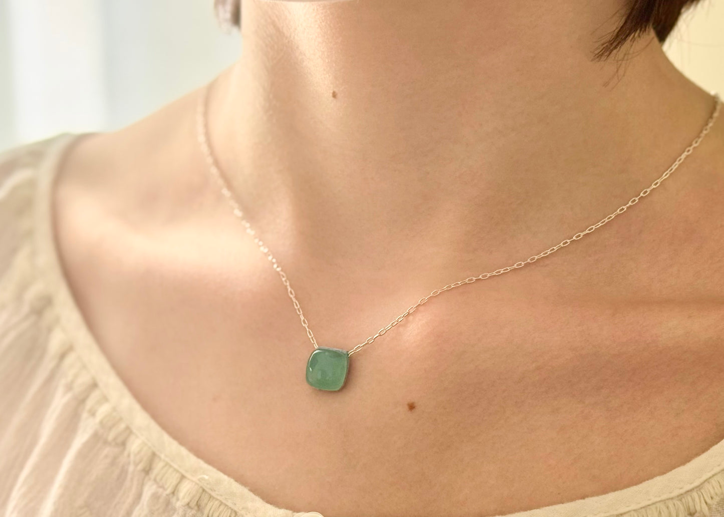 Aeris Blue Chalcedony Cushion Necklace