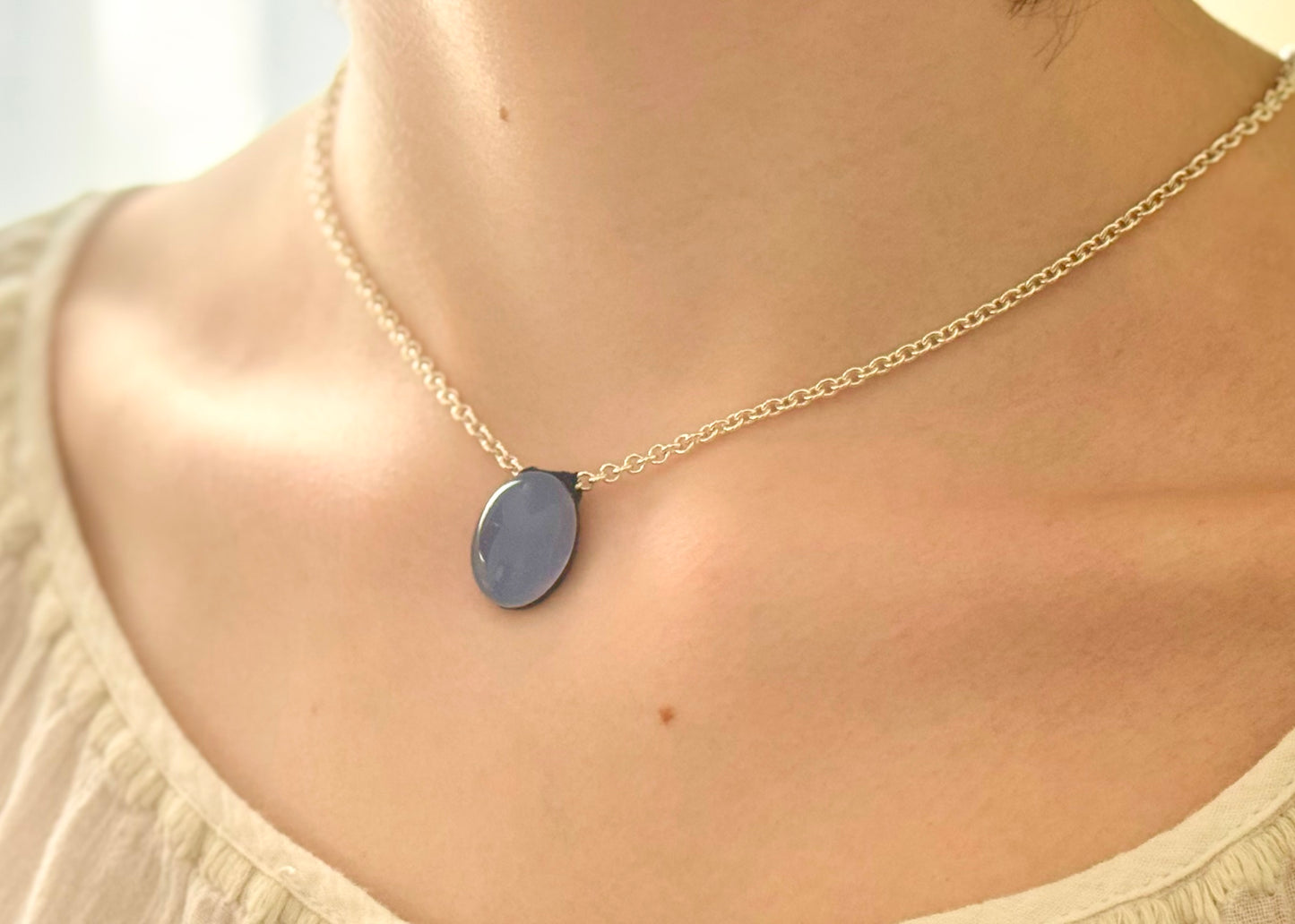 Aeris Turkish Chalcedony Oval Necklace