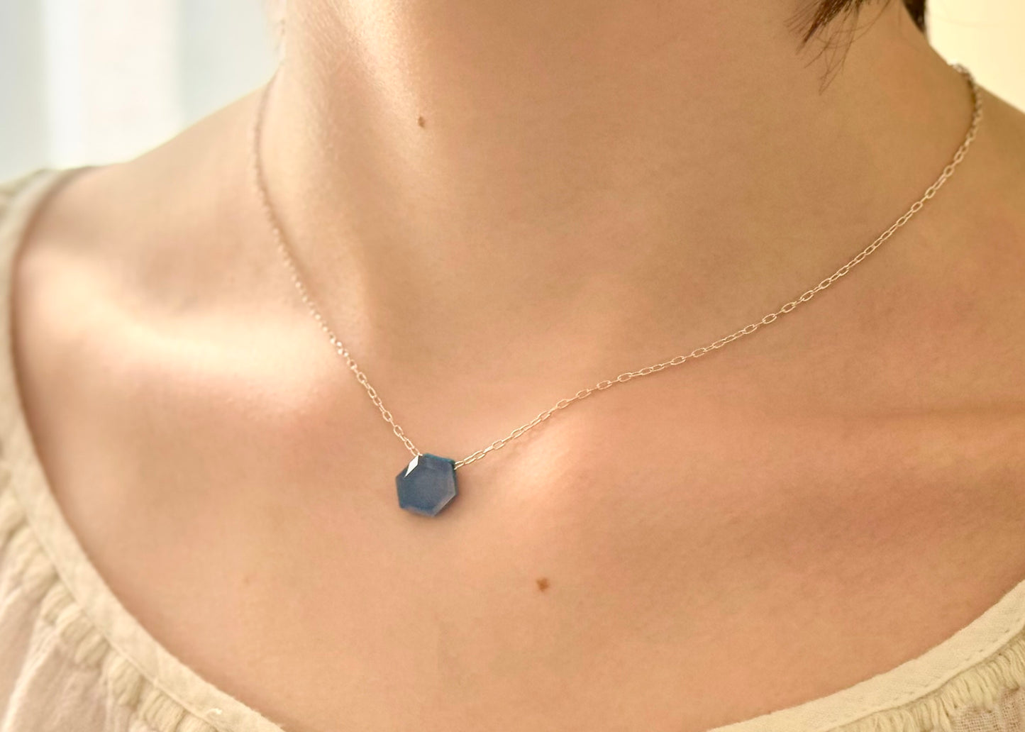 Aeris Turkish Chalcedony Hexagon Necklace