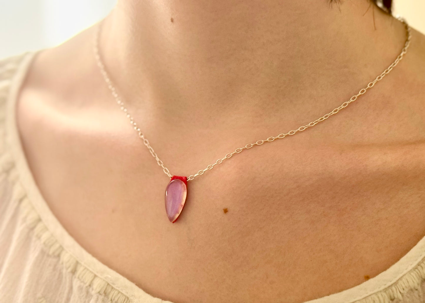 Aeris Moonstone Elongated Pear Necklace