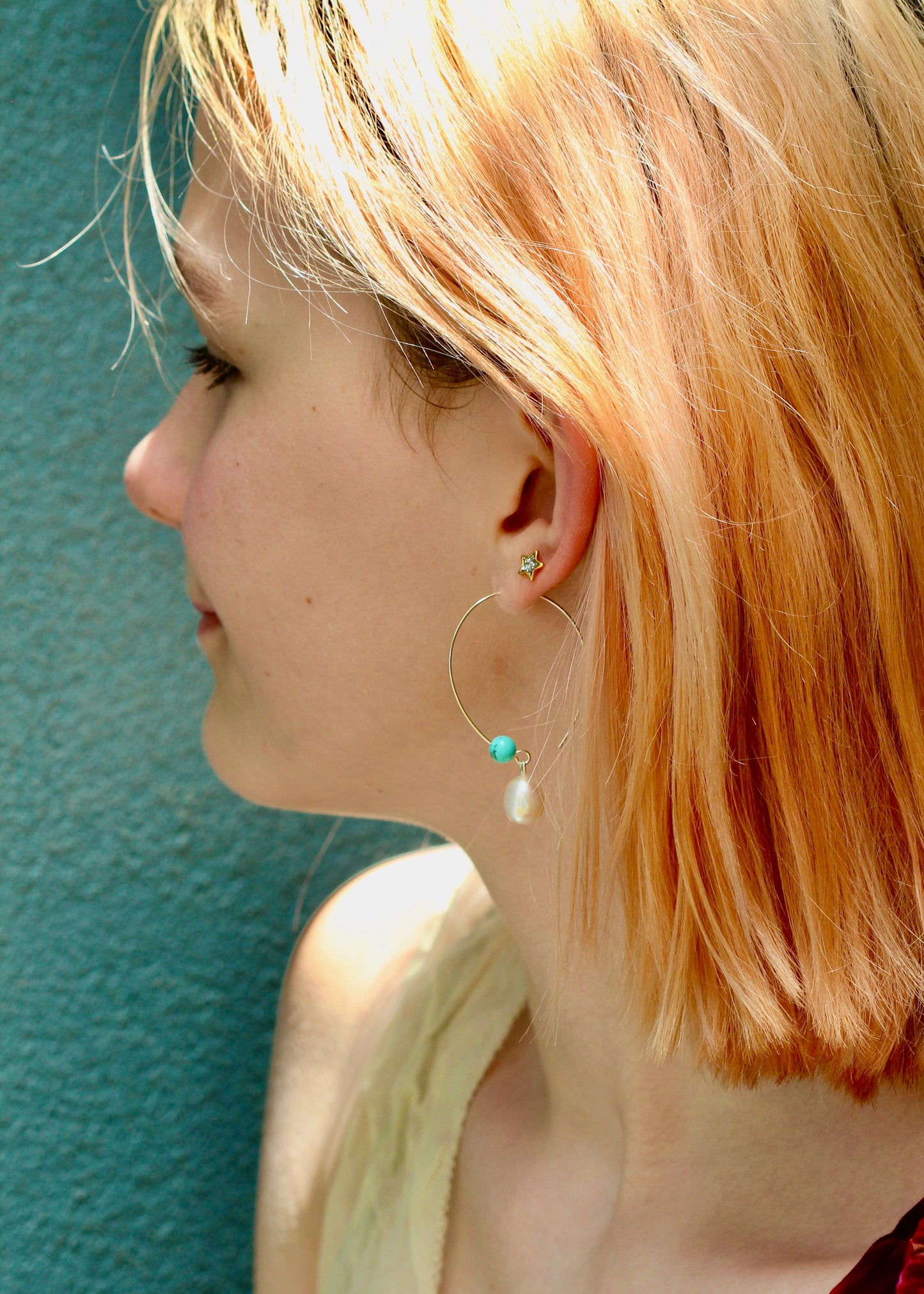 Aristide Turquoise to Pearl Hoops