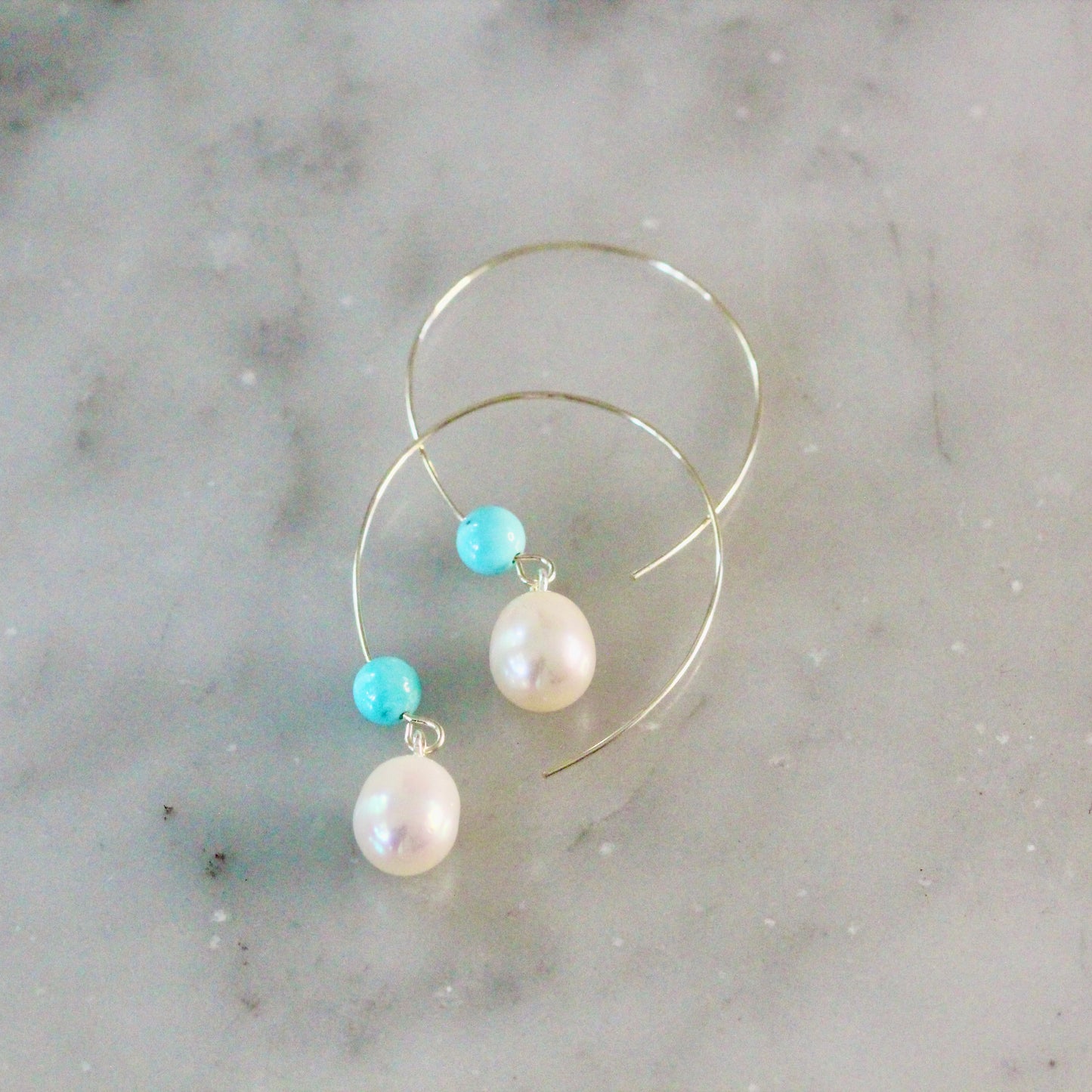 Aristide Turquoise to Pearl Hoops
