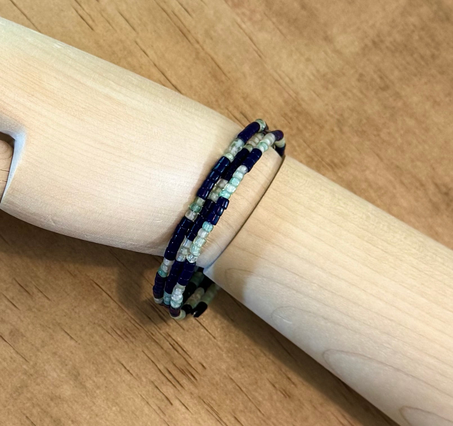 Three Five Flip Bangle in Cobalt & Seafoam