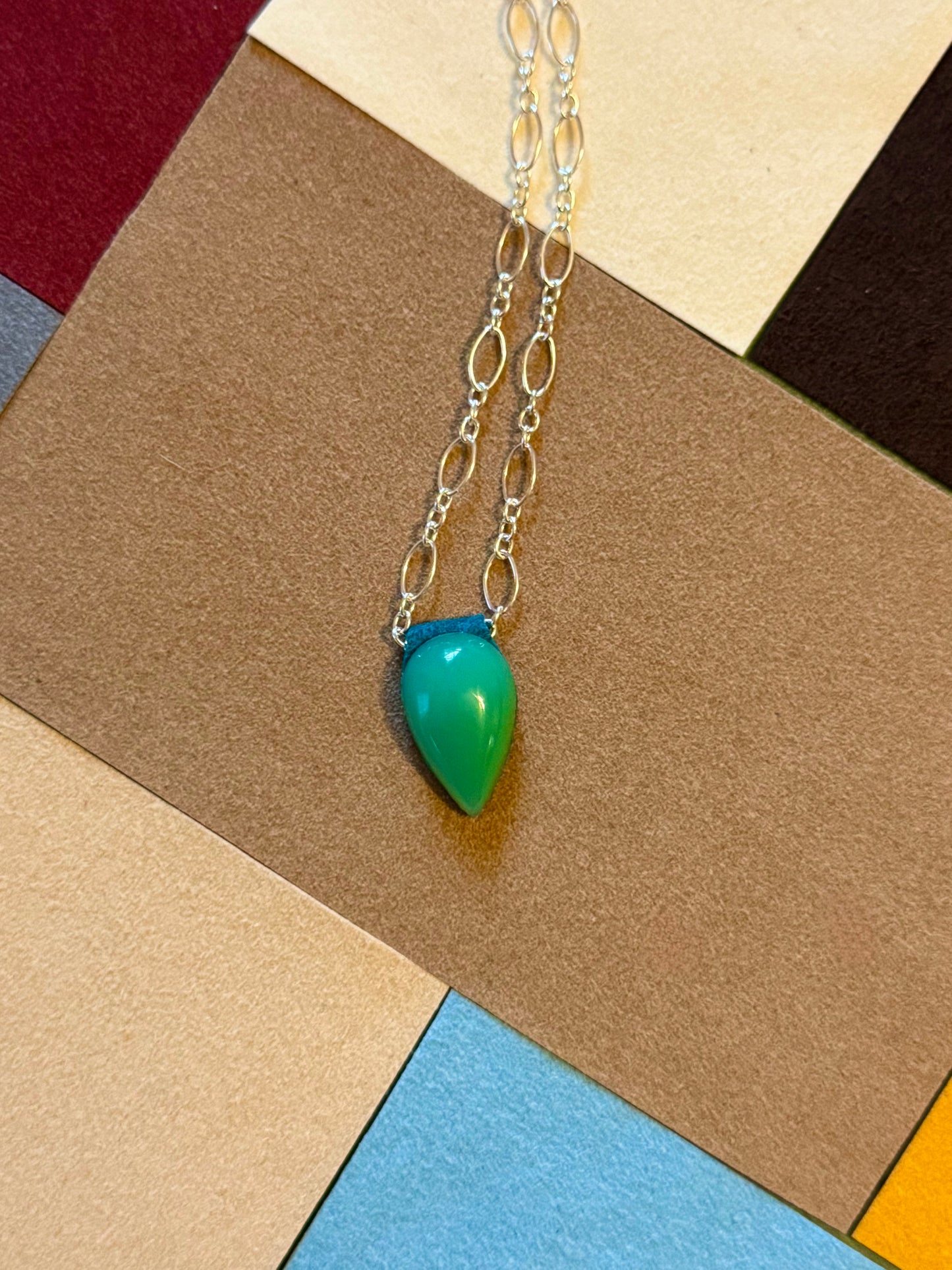 Aeris Chrysoprase Pear Necklace