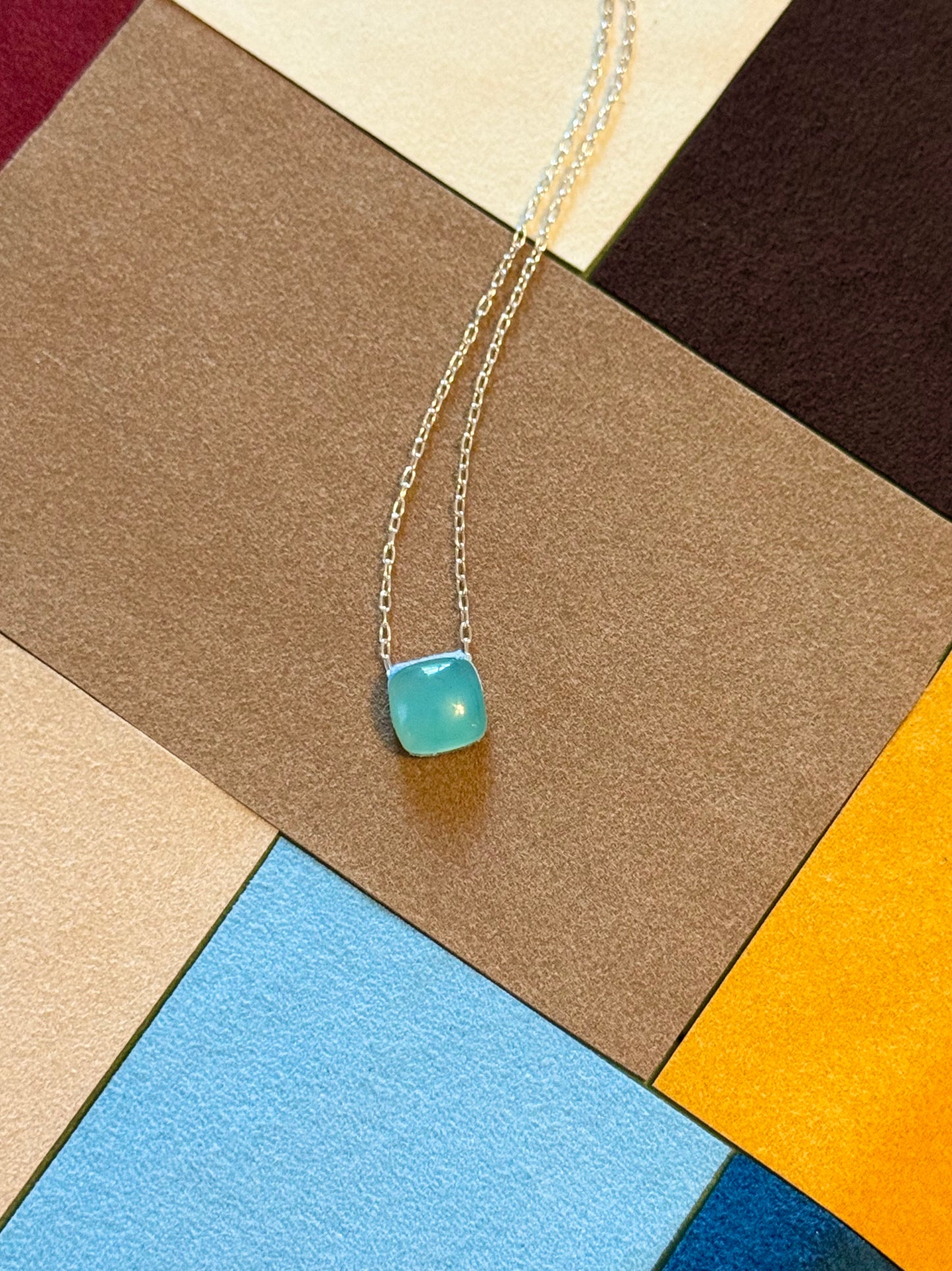 Aeris Blue Chalcedony Cushion Necklace