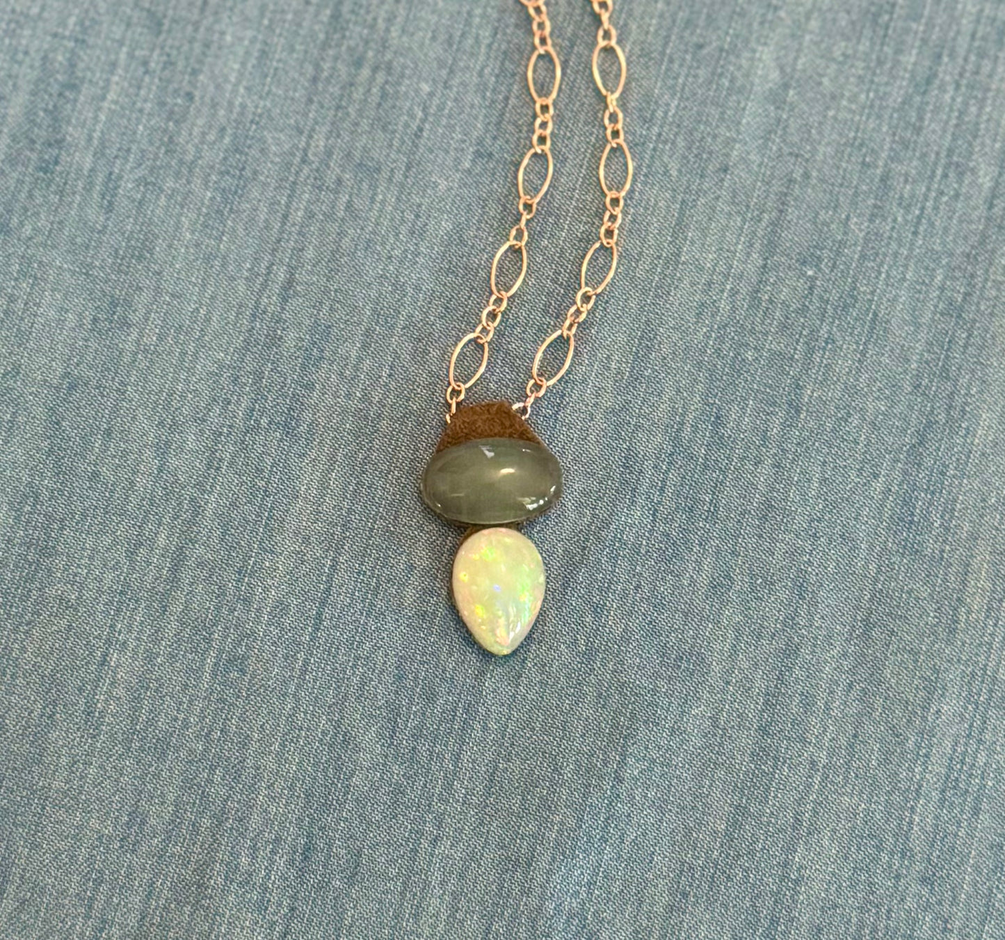 Aeris Aquamarine & Australian Opal Pairing Necklace