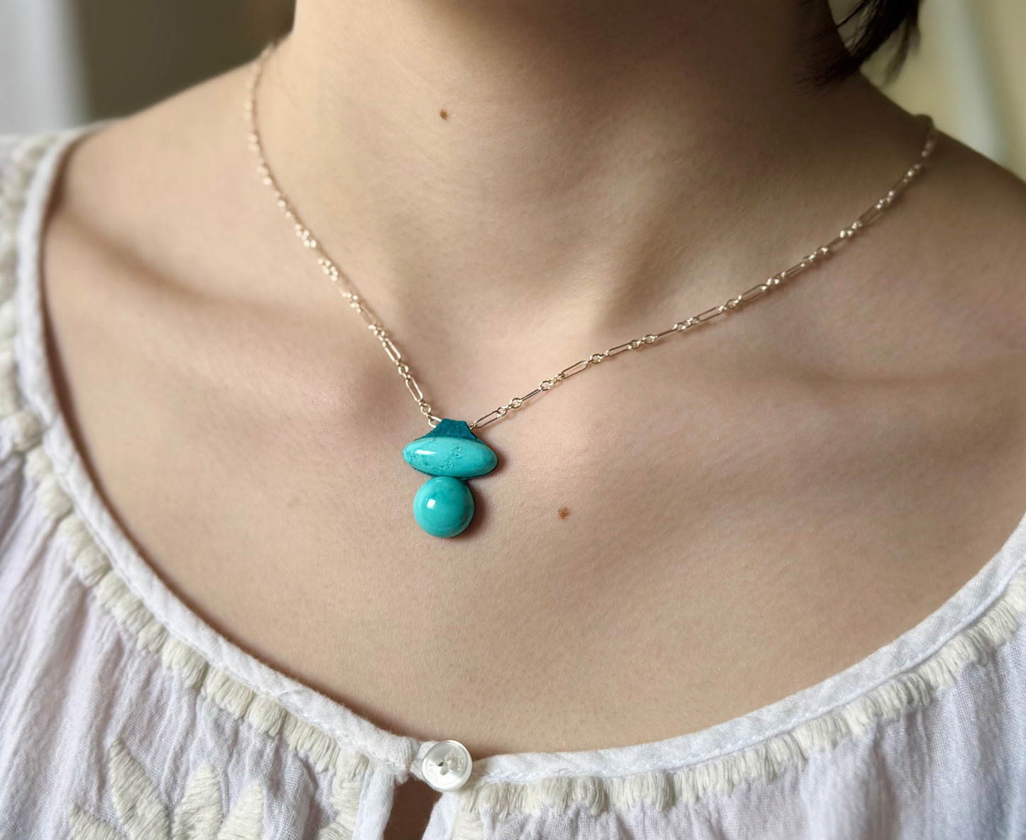 Aeris Turquoise Pairing Oval with Round Necklace
