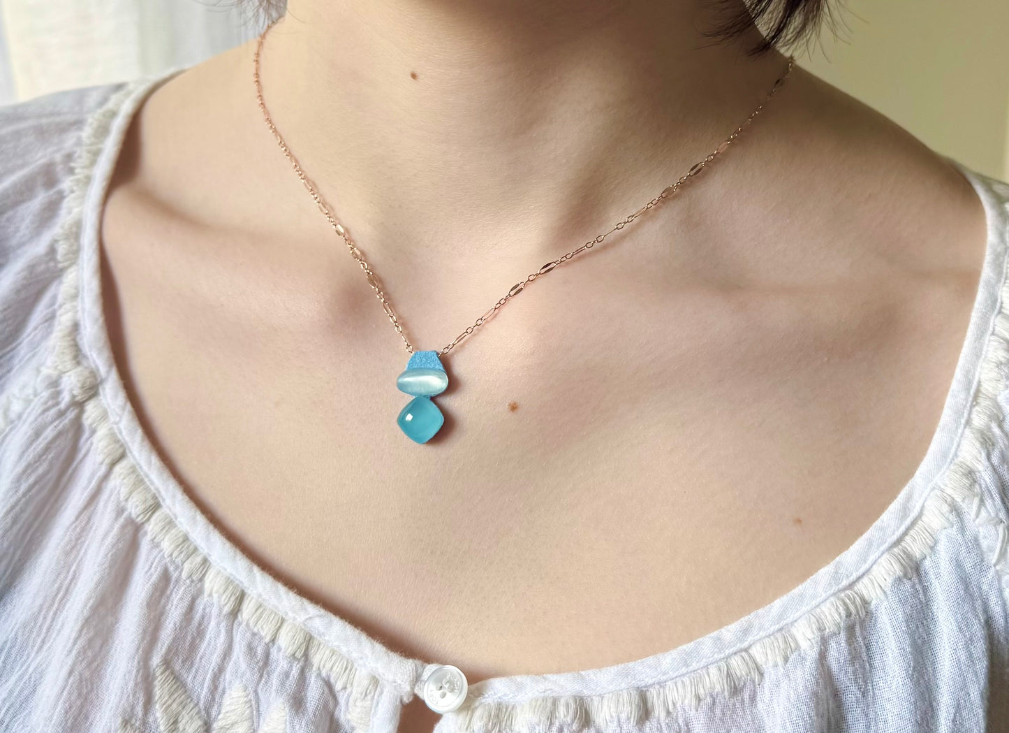 Aeris Moonstone & Aquamarine Pairing Necklace