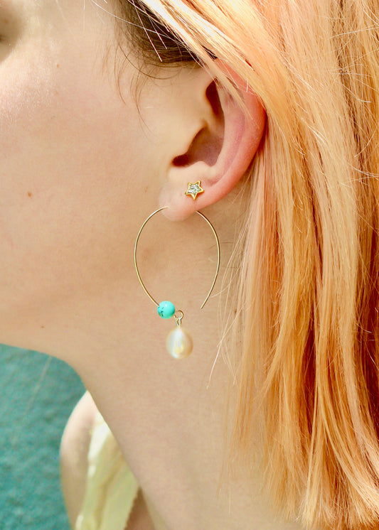 Aristide Turquoise to Pearl Hoops